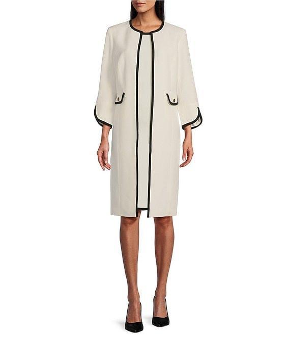 Kasper Open Front Collarless Long Sleeve Framed Jacket Product Image