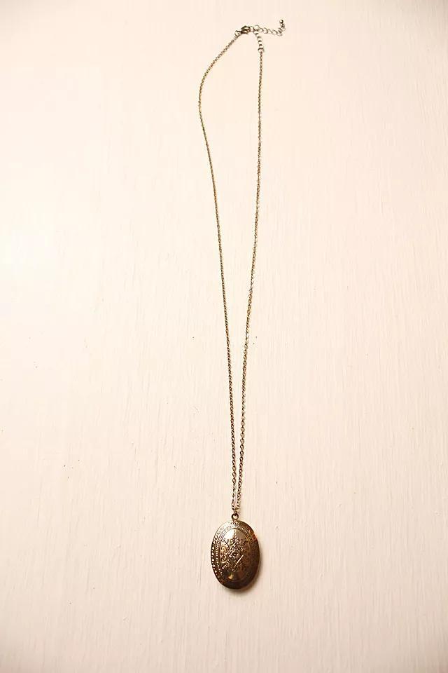 1950s Vintage Silver Locket Necklace Selected By Moons + Junes Vintage Product Image