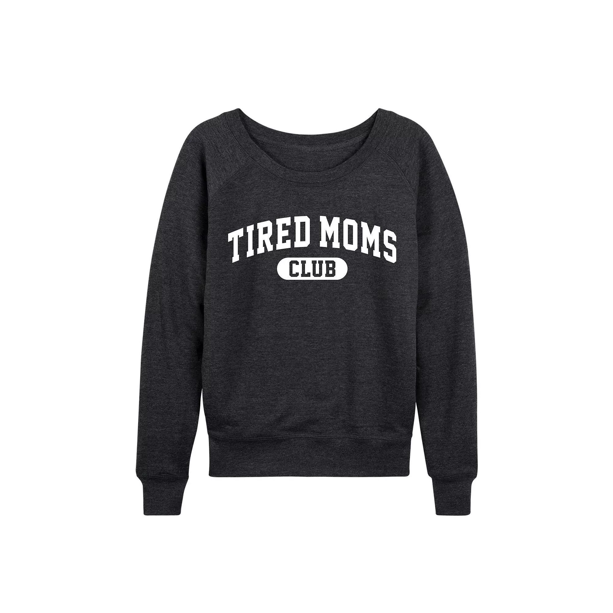 Women's Tired Moms Club French Terry Long Sleeve Tee, Girl's, Size: XL, Heather Grey Product Image