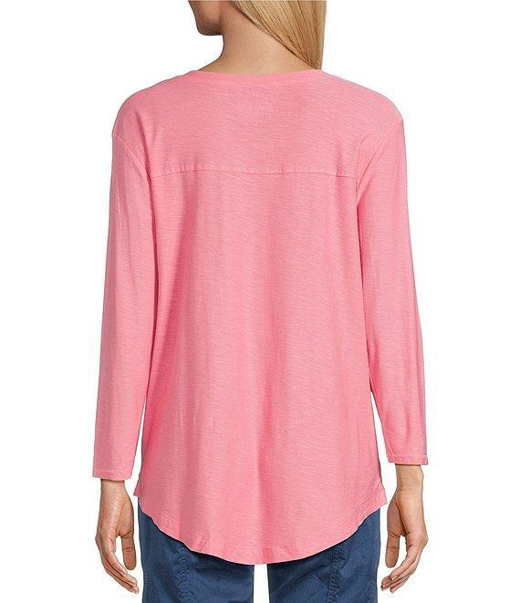 Westbound Petite Size 3/4 Sleeve Knit Crew Neck Top Product Image