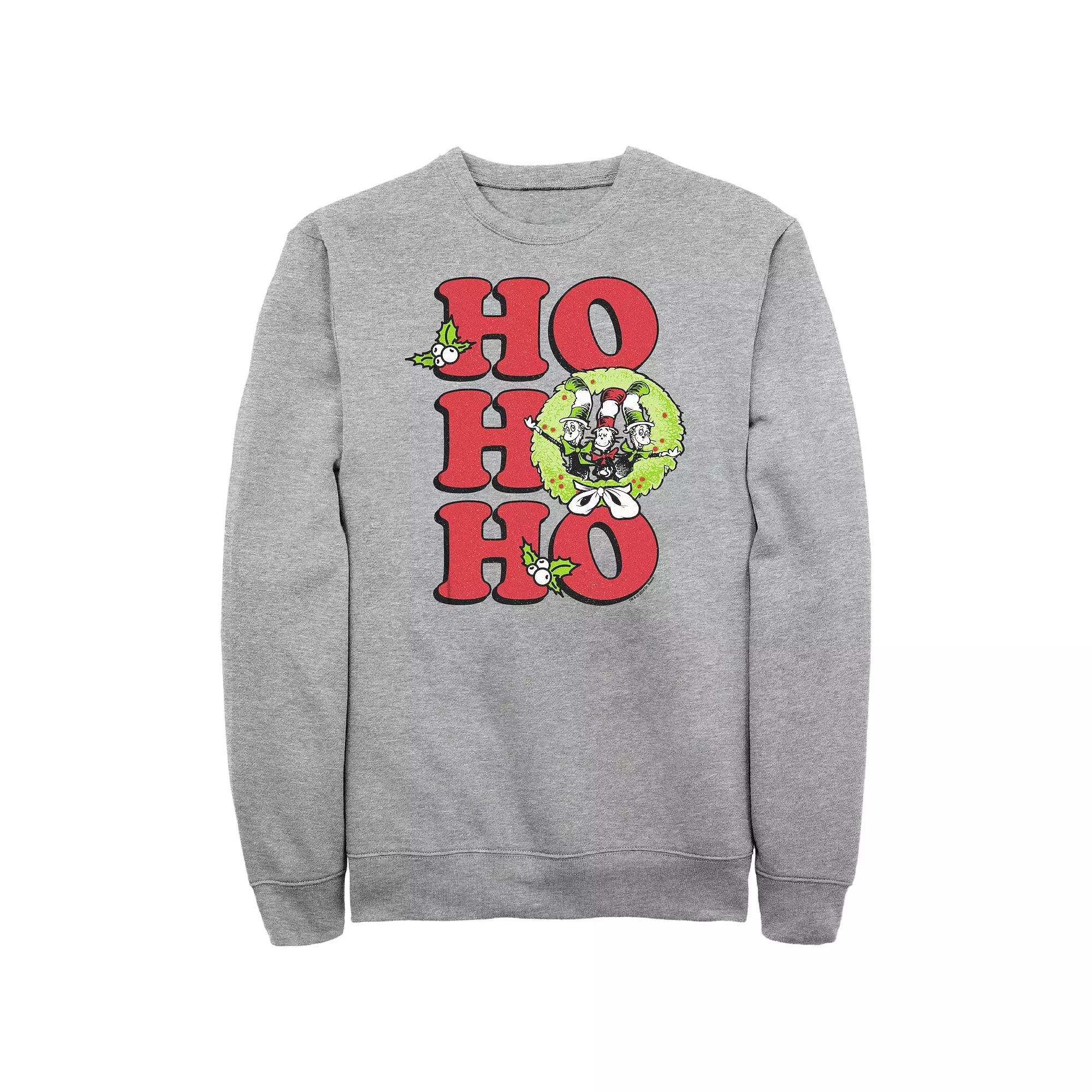Men's Dr. Seuss Ho Ho Ho Graphic Fleece, Size: Large, Athletic Grey Product Image