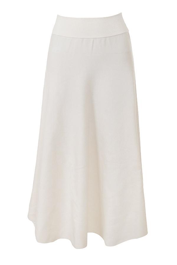 Solara  ivory wool mix flared midi skirt Product Image