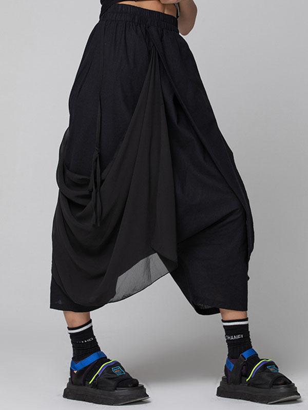 Harem Pants Loose Pleated Solid Color Ninth Pants Product Image