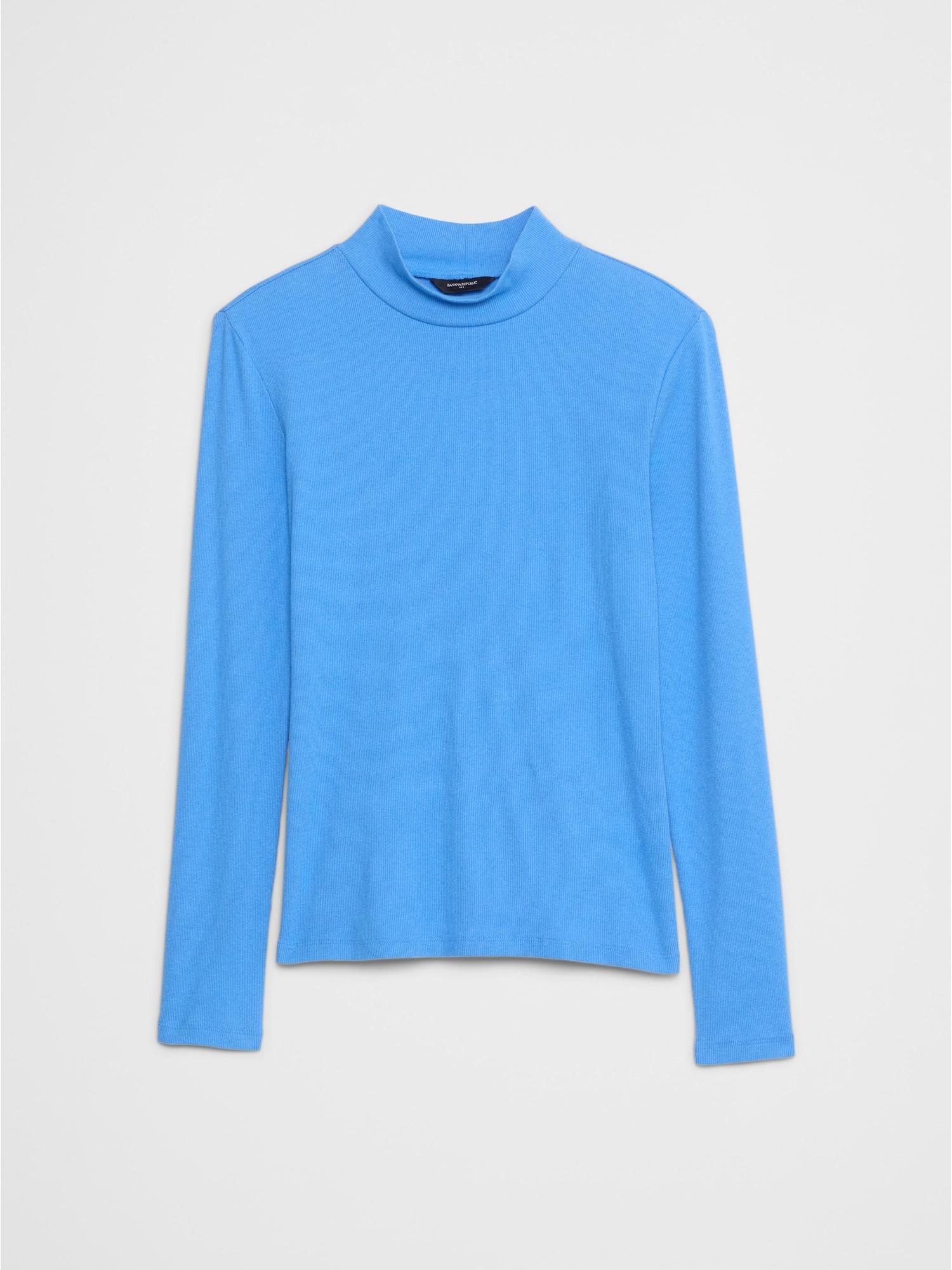 Ribbed Mock-Neck T-Shirt Product Image