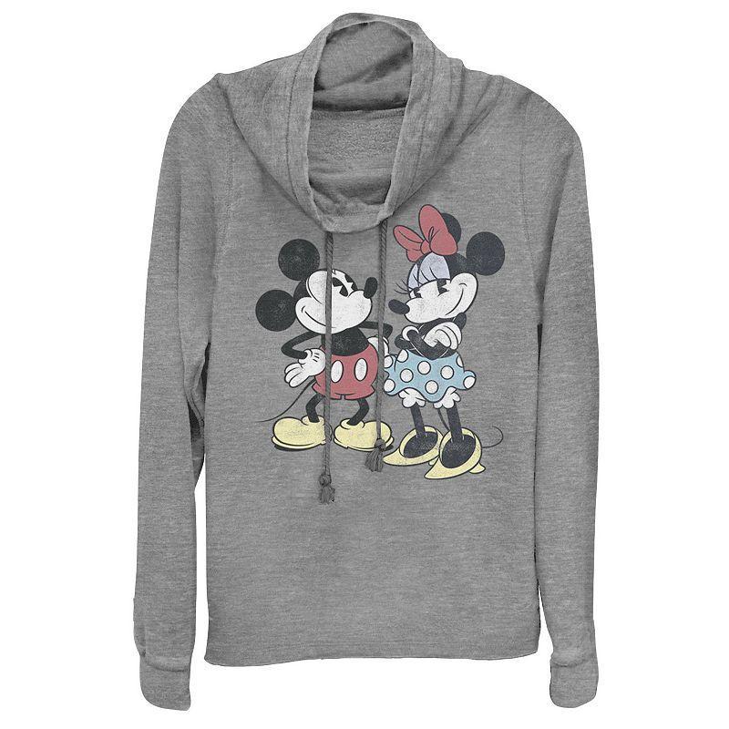 Disney's Mickey & Minnie Mouse Juniors' Retro Cowlneck Graphic Lightweight Long Sleeve, Girl's, Size: 3XL, Gray Grey Product Image