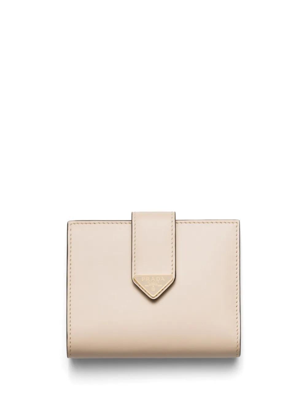 PRADA Small Leather Bi-fold Wallet In Nude Product Image