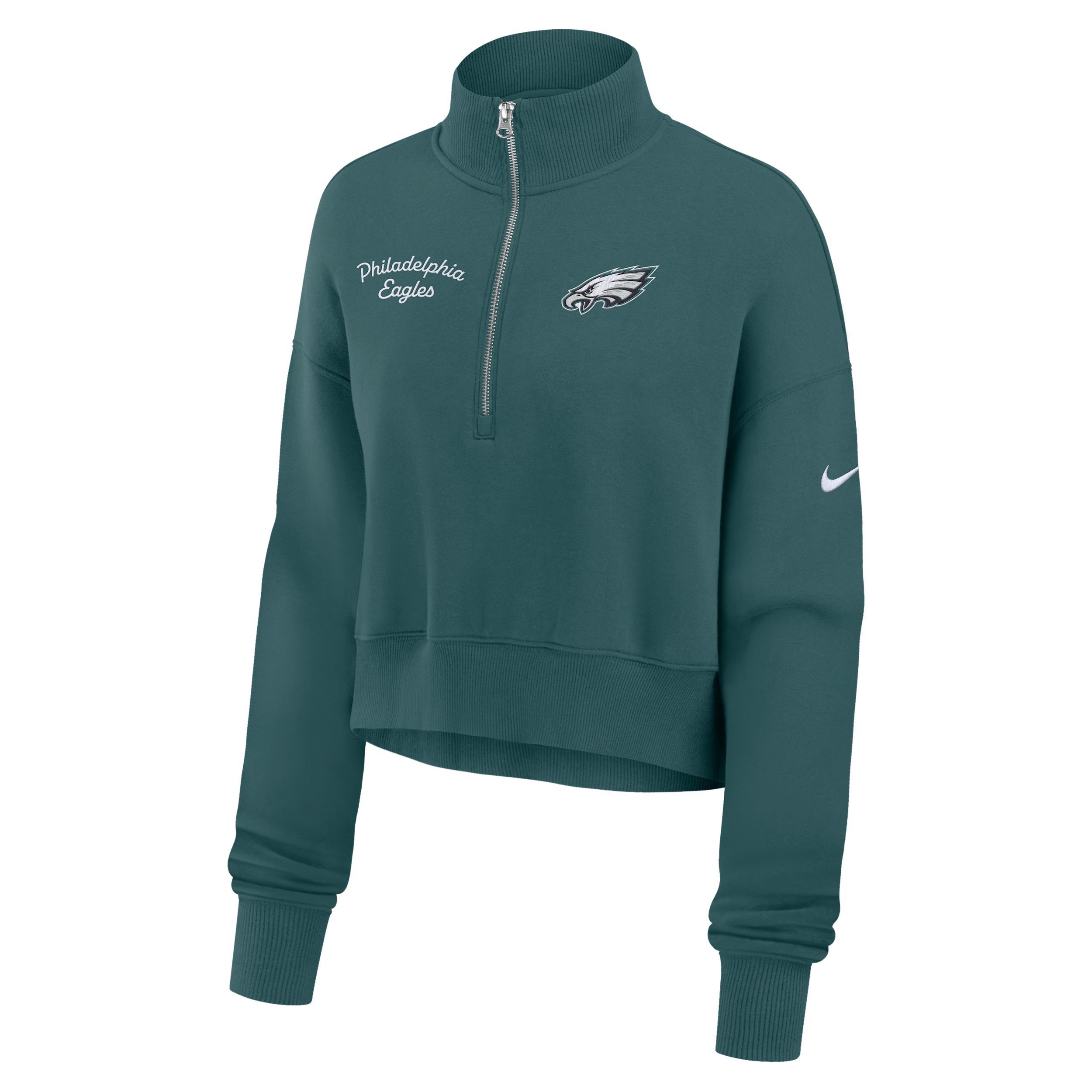 Philadelphia Eagles Phoenix Nike Womens NFL Cropped 1/4-Zip Crew | 01N93JD86-DJR Product Image