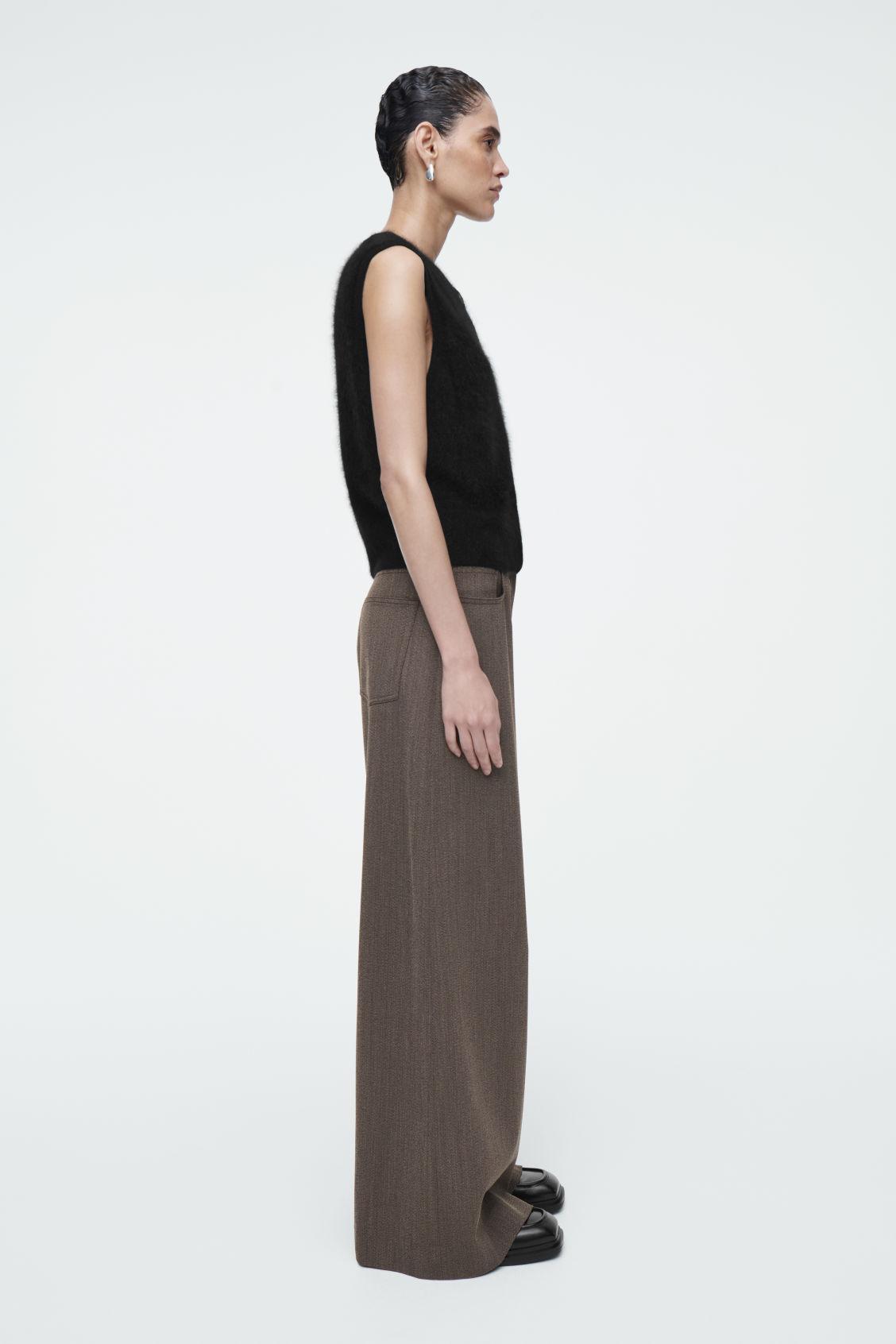 REGULAR WOOL-BLEND WIDE-LEG PANTS Product Image