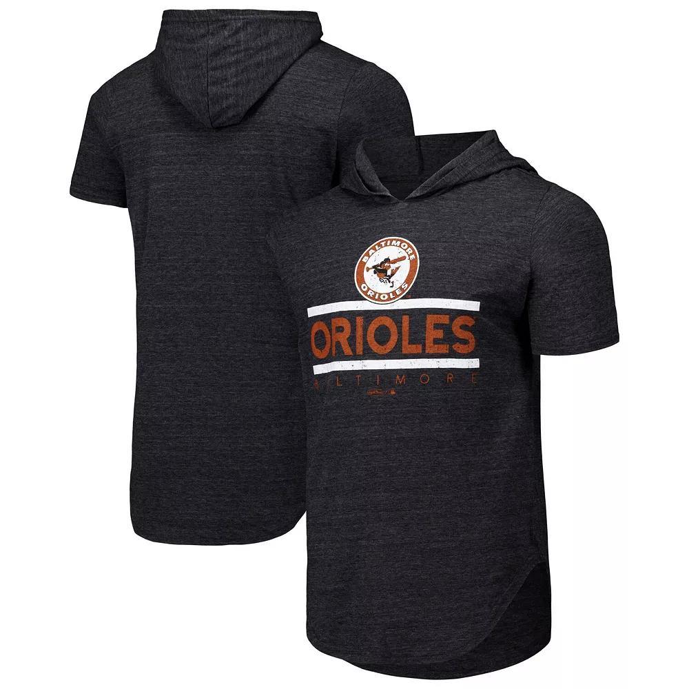 Men's Majestic Threads Black Baltimore Orioles Tri-Blend Hoodie T-Shirt, Size: Medium Product Image