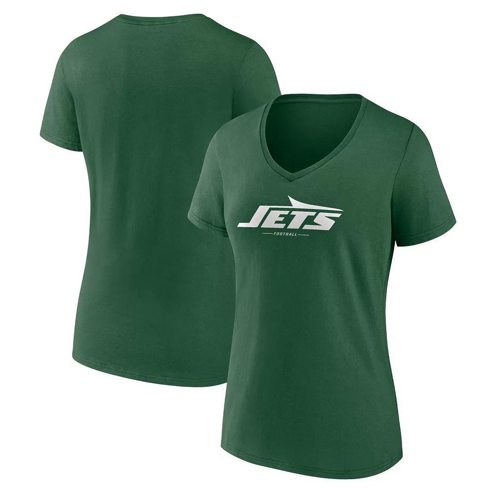Women's Fanatics Green New York Jets Team Lock-Up V-Neck T-Shirt,  Product Image