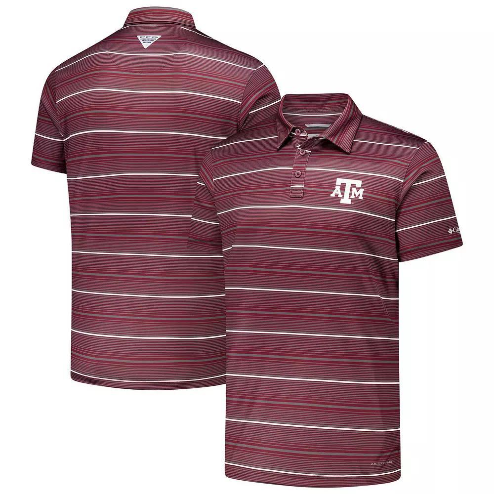 Men's Columbia Maroon Texas A&M Aggies PFG Super Terminal Tackle™ Omni-Shade™ Stripe Polo, Size: Small, Red Product Image