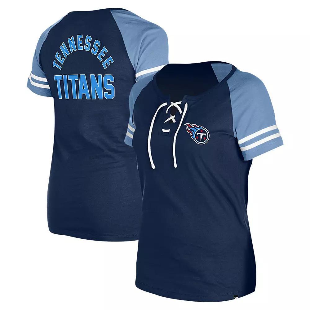 Women's New Era Navy Tennessee Titans Lace-Up Raglan T-Shirt,  Product Image