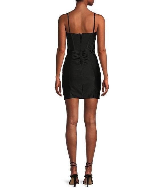 Honey and Rosie Pleated Bodice Corset Spaghetti Strap Fitted Dress Product Image