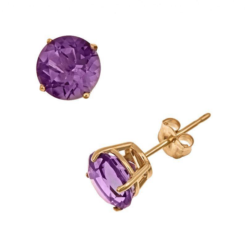 Celebration Gems 14k Gold African Amethyst Stud Earrings, Womens, Purple Product Image