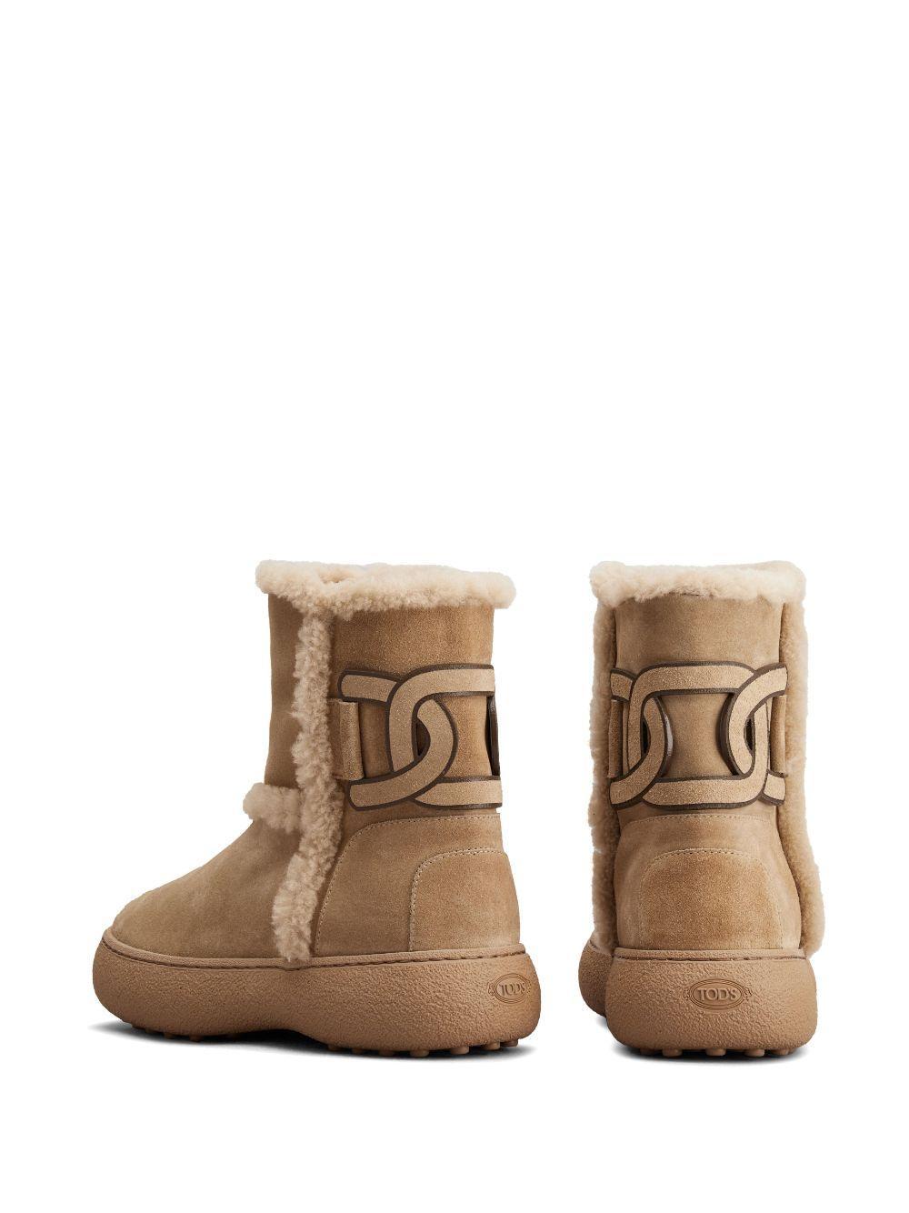 TOD'S Suede Leather Boots In Beige Product Image