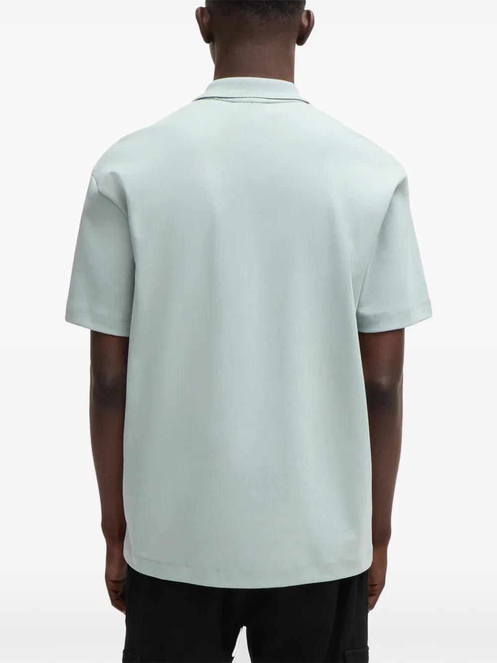 HUGO BOSS Interlock-cotton Polo Shirt With Stacked Logo In Light Grey Product Image