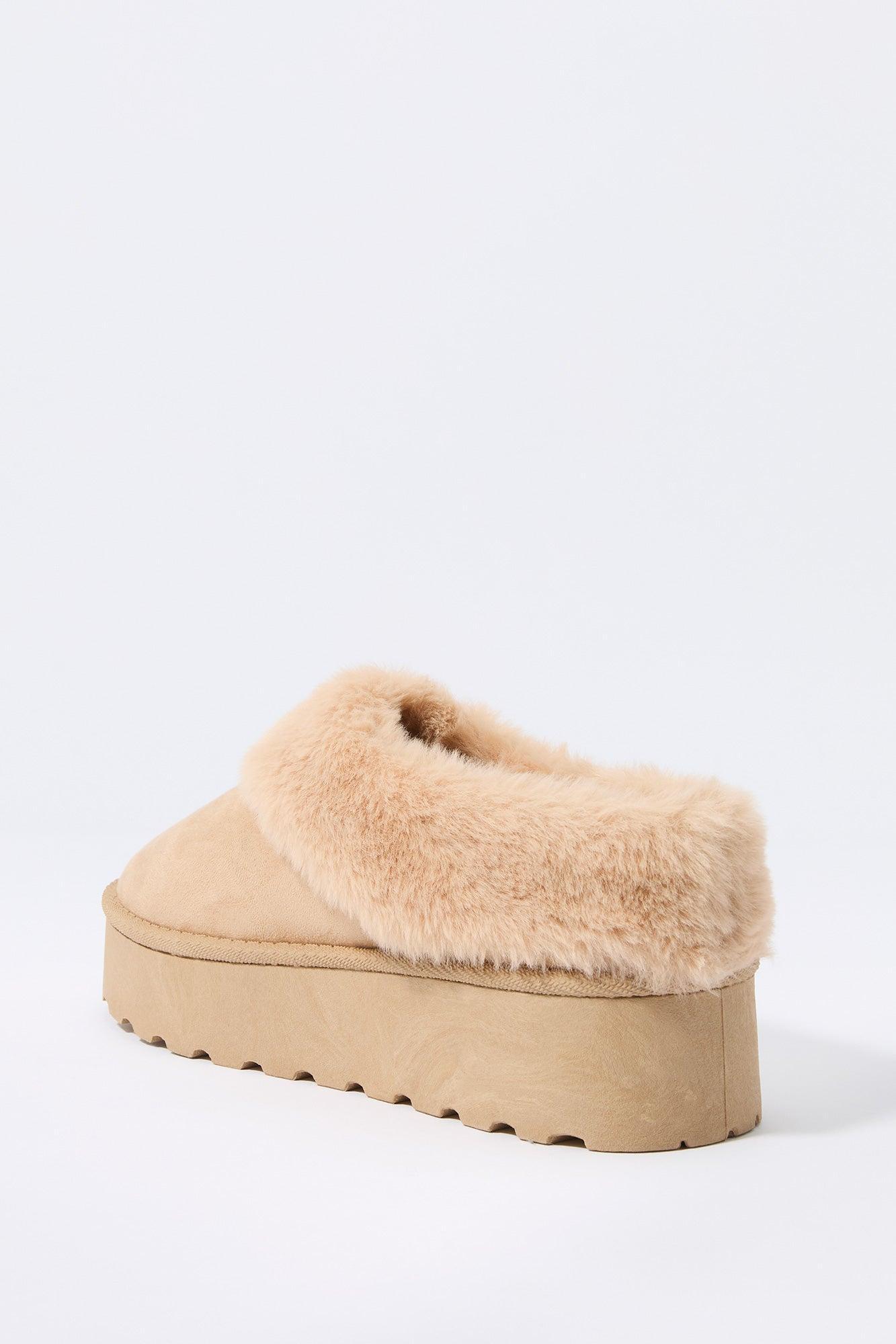 Faux Fur Collared Platform Slipper Bootie Female Product Image