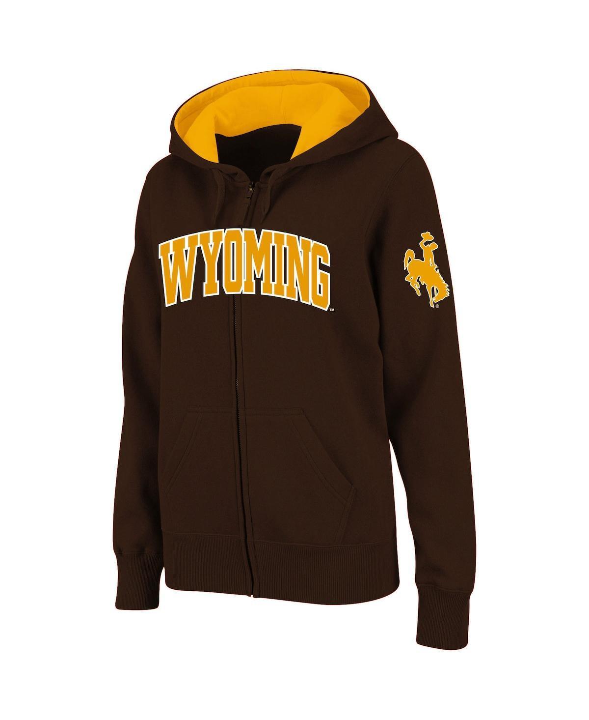 Womens Colosseum Brown Wyoming Cowboys Arched Name Full-Zip Hoodie Product Image