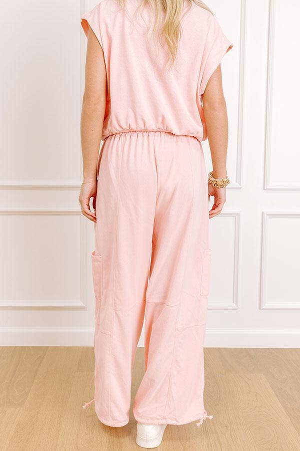 The Chill Edit High Waist Cargo Pants in Pink Product Image