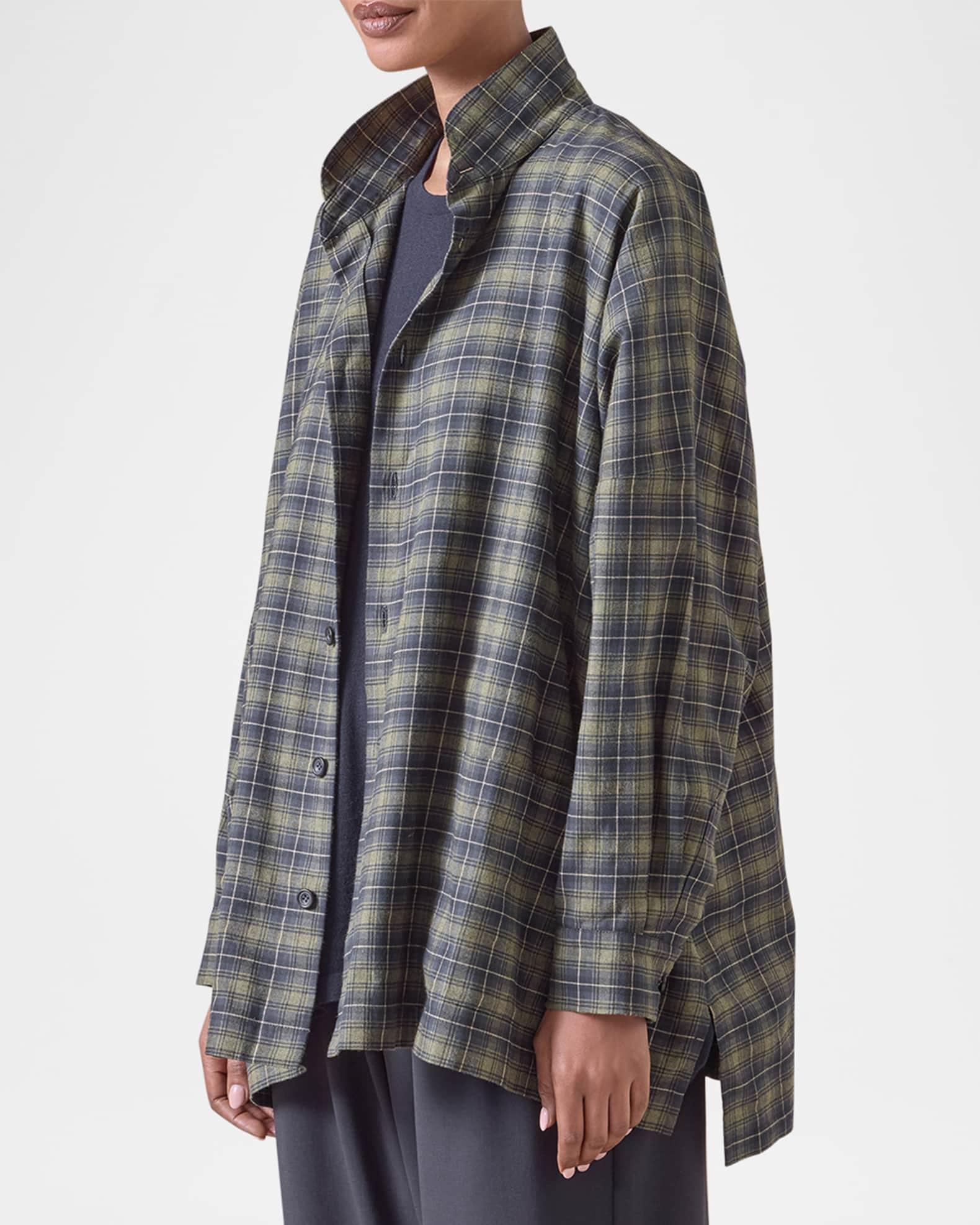 Wide Longer-Back Double Stand-Collar Shirt Jacket (Long Length) Product Image