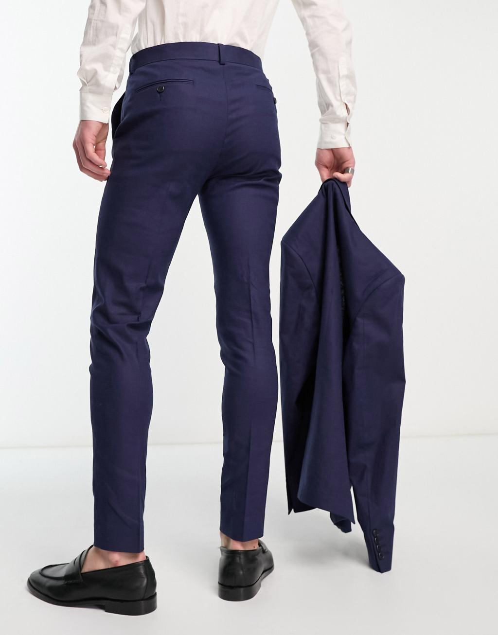 ASOS DESIGN skinny linen mix suit pants Product Image