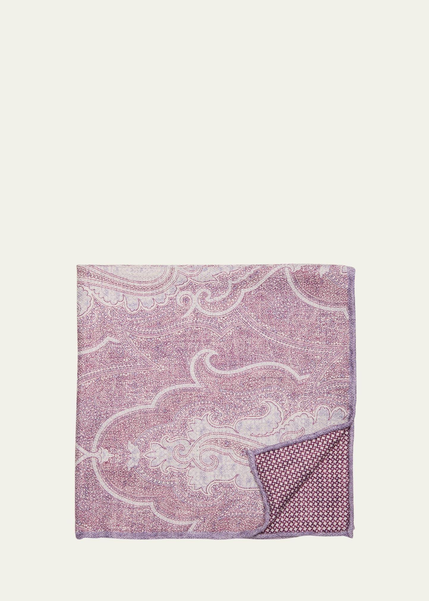 Men's Large Paisley-Print Silk Pocket Square Product Image