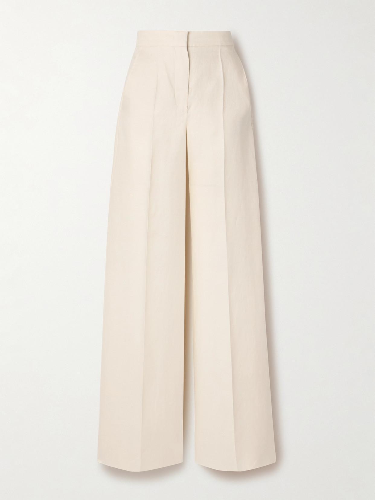 MAX MARA Hangar Linen Wide-leg Pants In Ivory Product Image