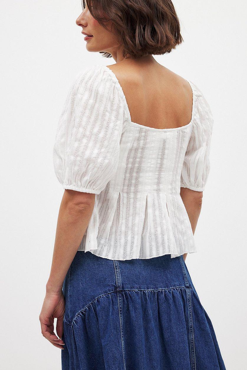 Puff Shoulder Tie Front Corset Top Product Image