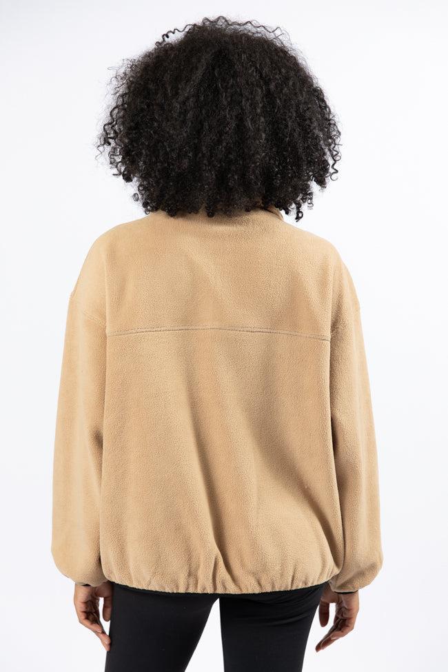 Outside The Box Beige Contrast Trim Fleece Pullover FINAL SALE Product Image