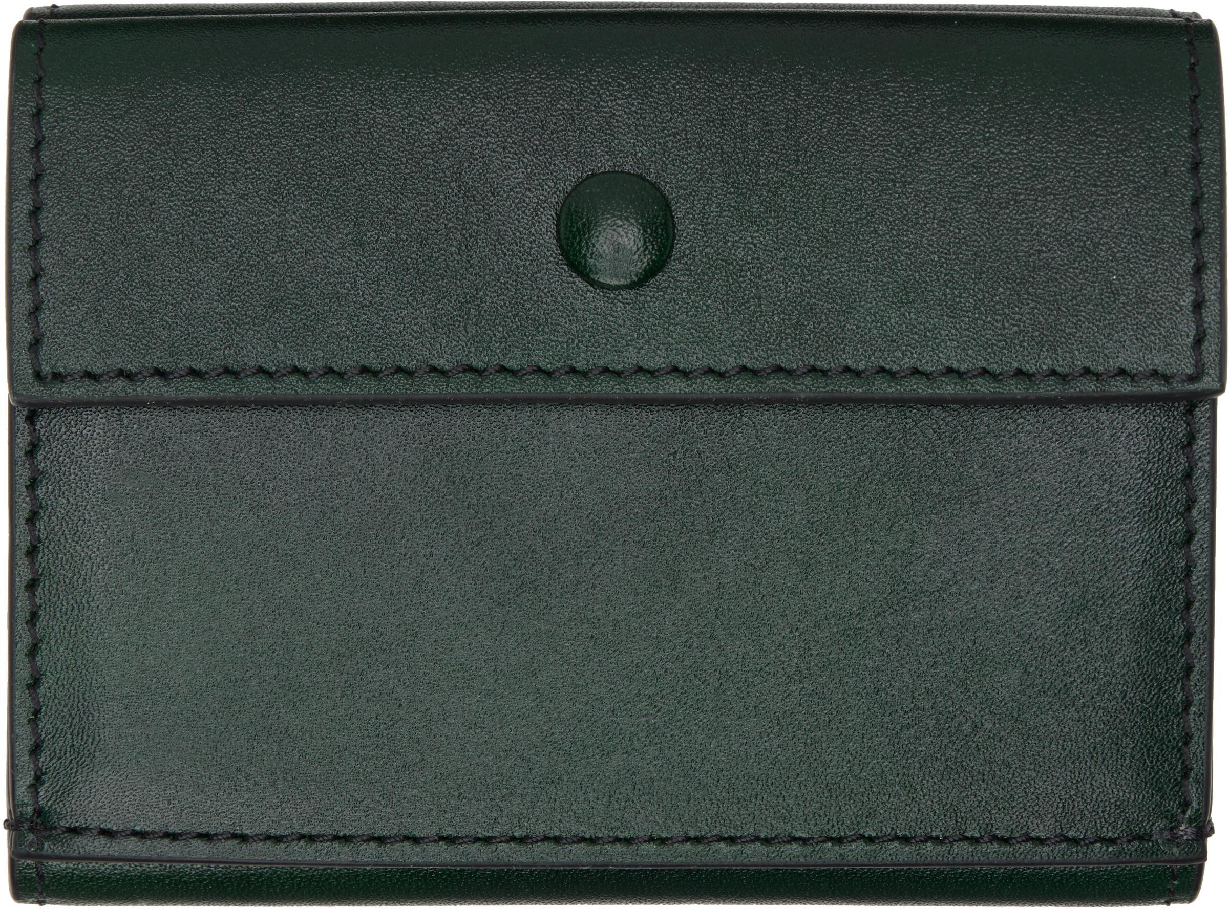 ACNE STUDIOS Green Trifold Leather Wallet Product Image