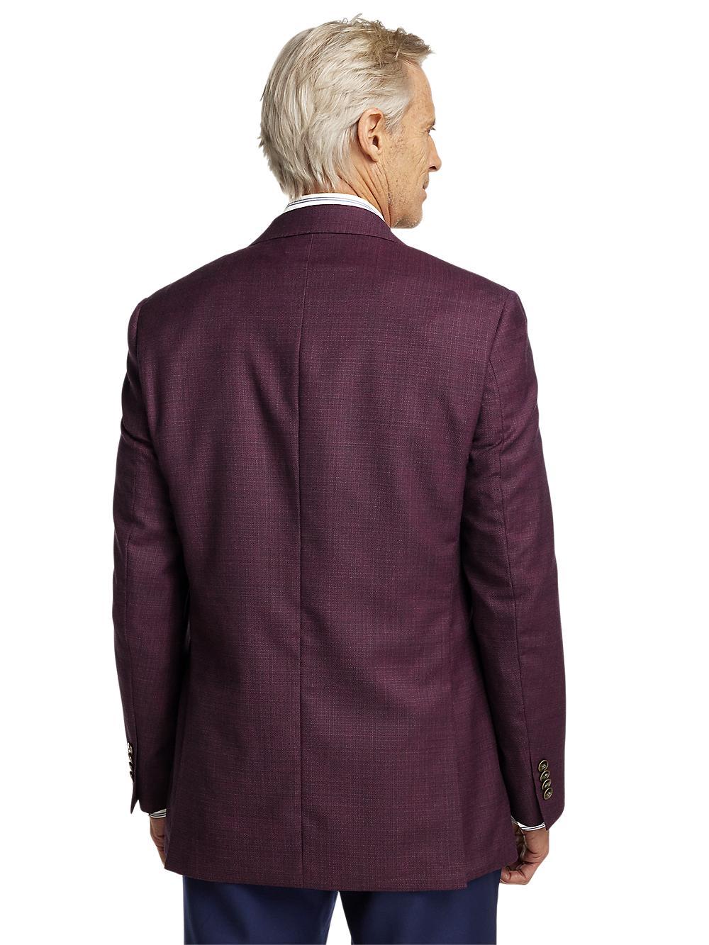 Wool Single Breasted Notch Lapel Sport Coat - Plum Product Image