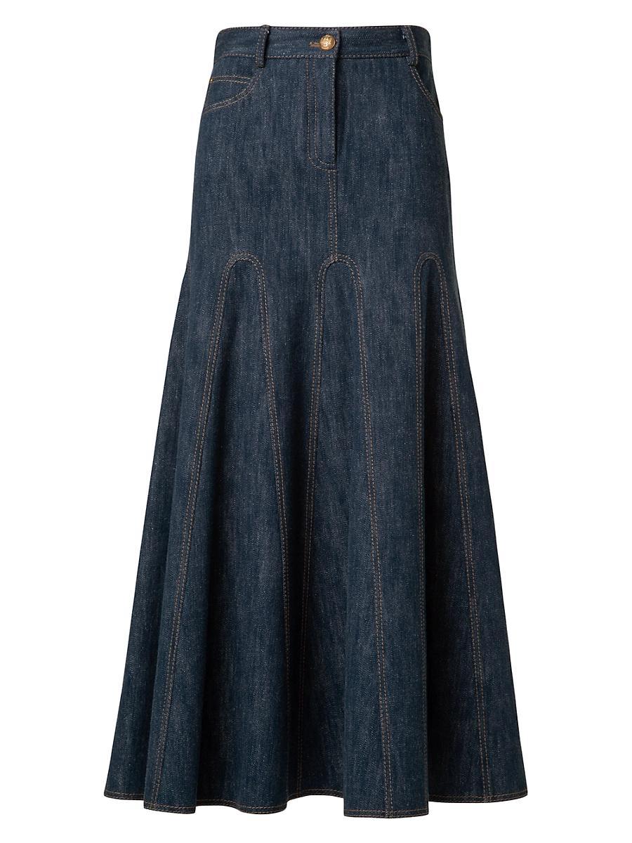 Womens Cotton-Wool Godet Midi-Skirt Product Image