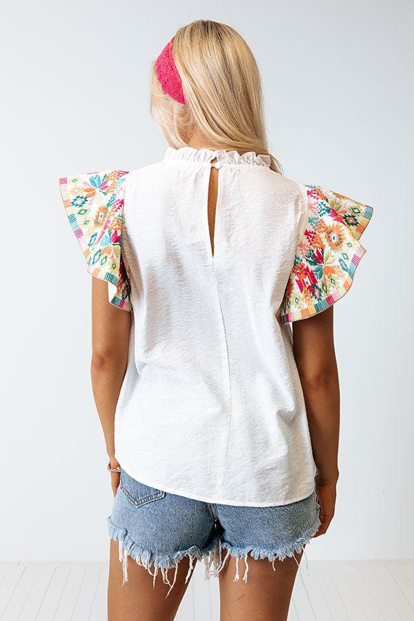 Near To Paradise Embroidered Shift Top In White Product Image