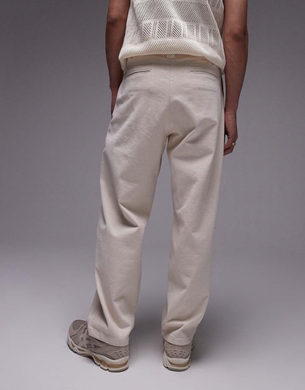 Topman wide leg chino pants in ecru Product Image