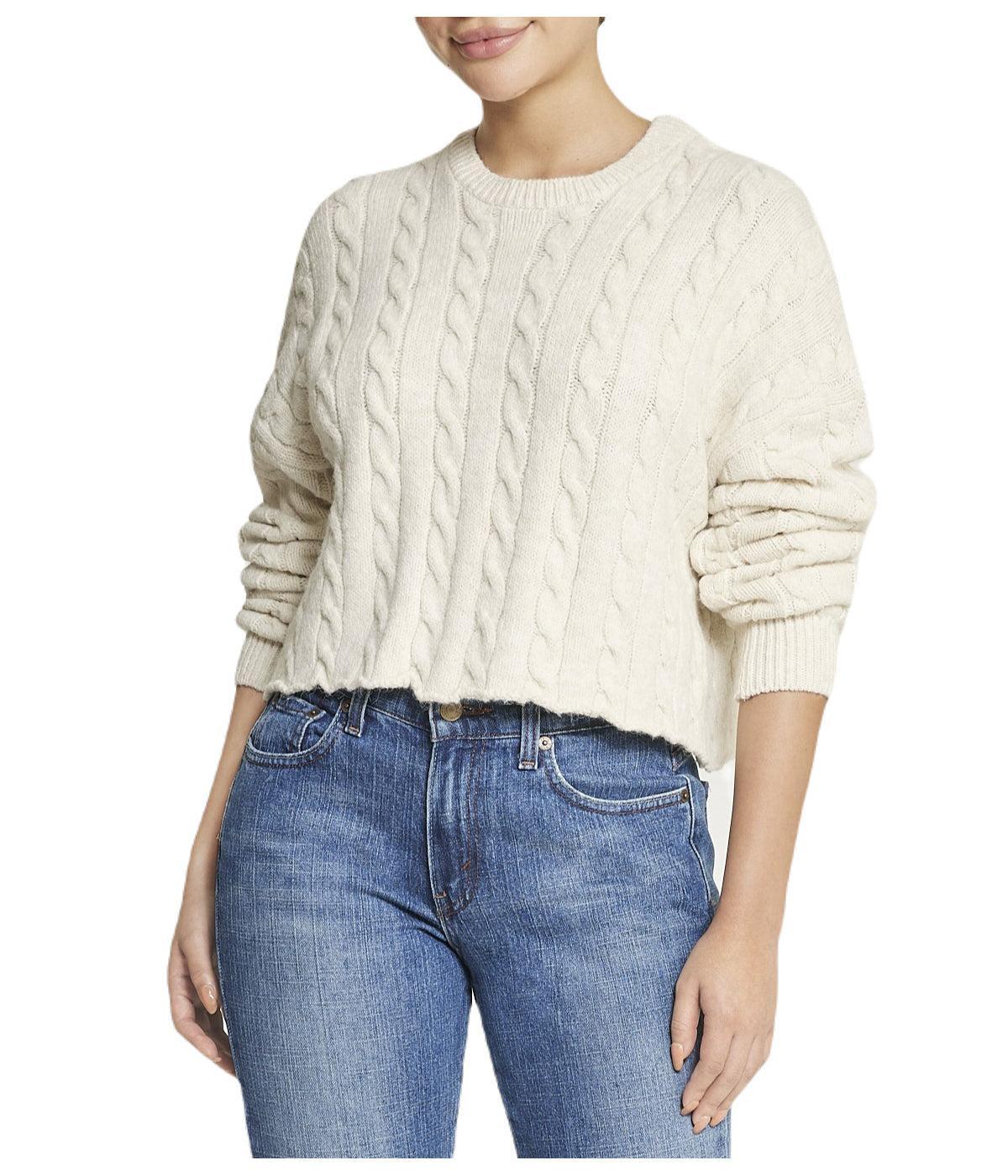 Cropped Boxy Cable Knit Sweater Product Image