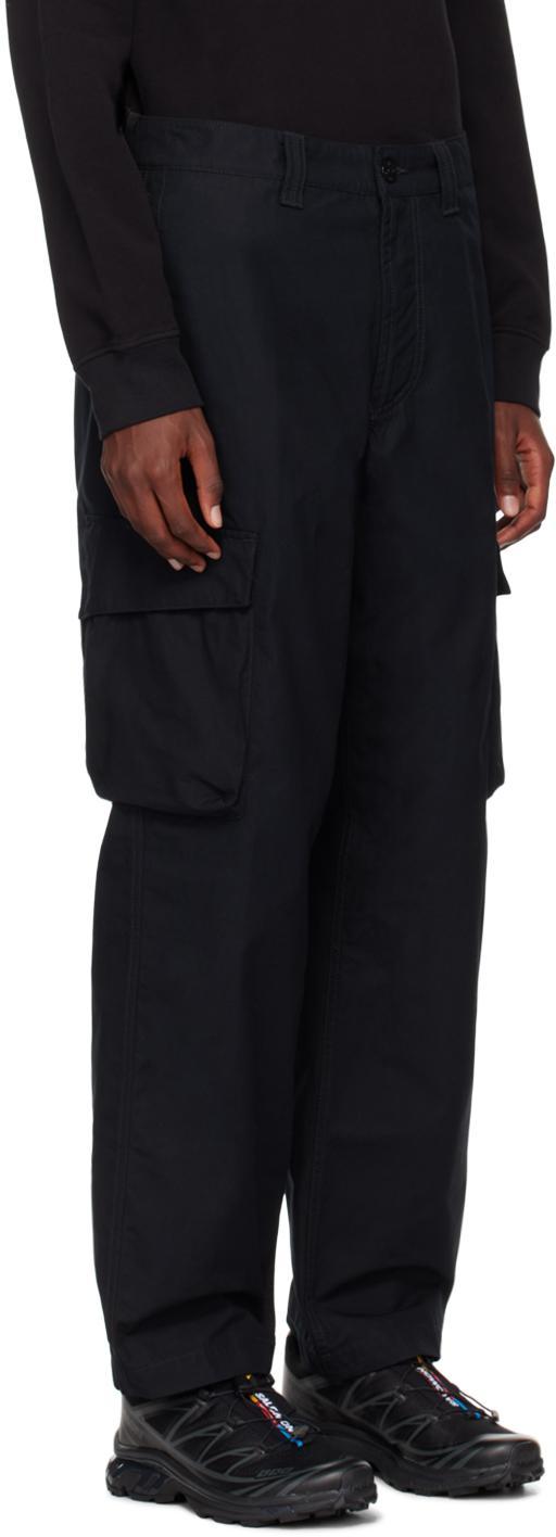 STONE ISLAND Black Logo Patch Cargo Pants In V0029 Black Product Image