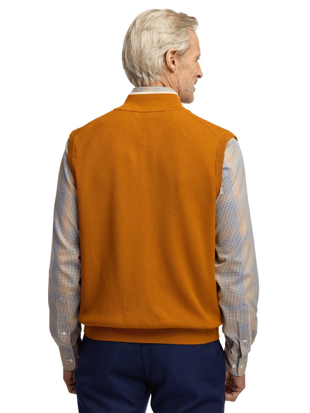 Cotton Full Zip Mock Neck Vest - Rust Product Image