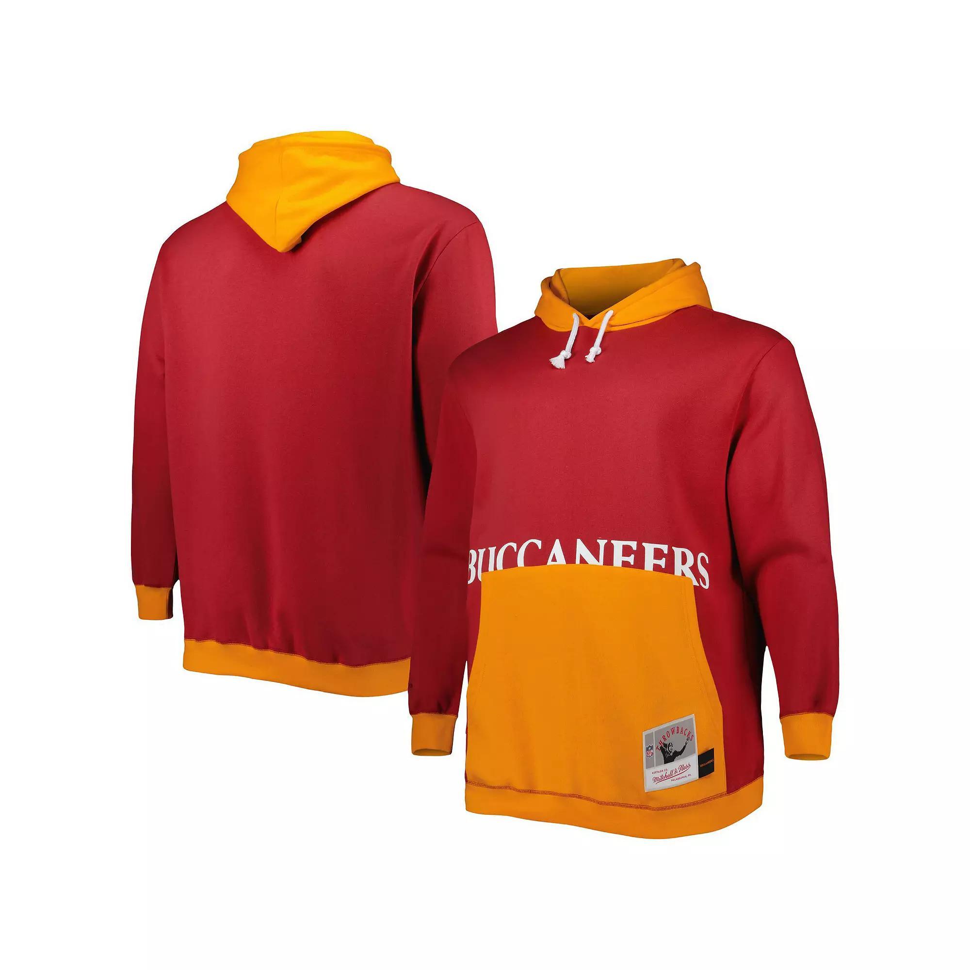 Men's Mitchell & Ness Red/Orange Tampa Bay Buccaneers Big & Tall Big Face Pullover Hoodie, Size: 4XLT Product Image