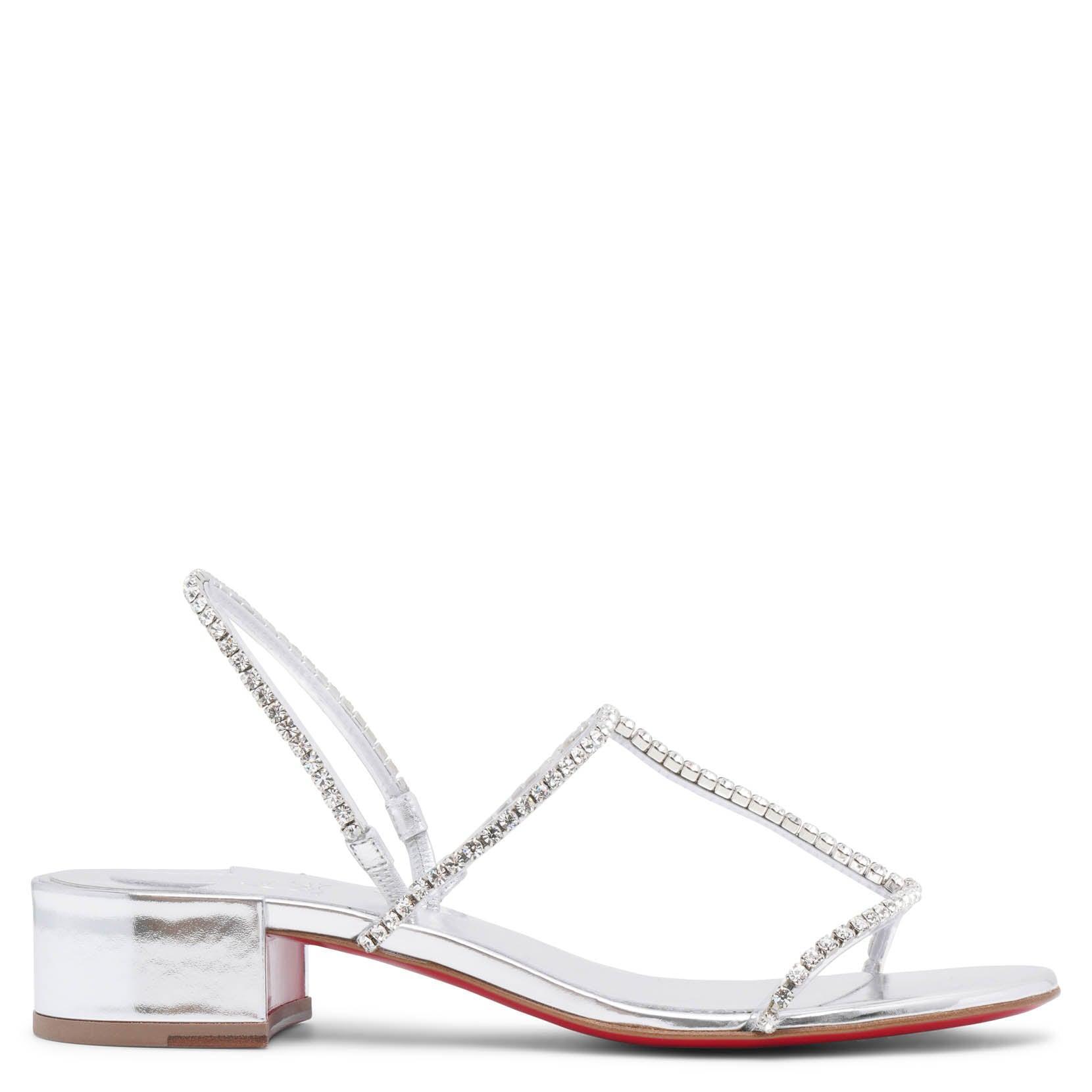 CHRISTIAN LOUBOUTIN Simple Queenie Slide Sandal In Silver Product Image