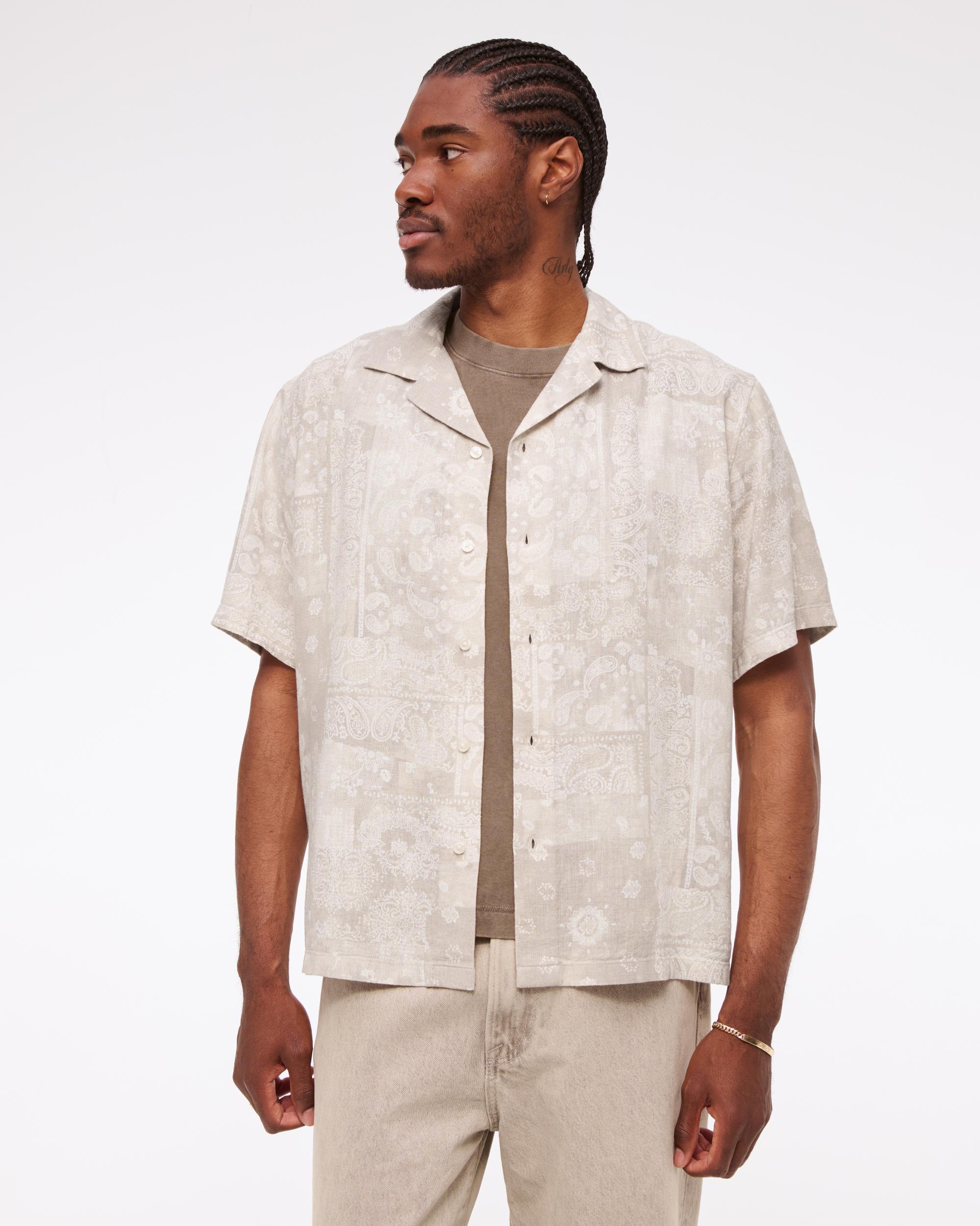 Camp Collar Summer Linen-Blend Shirt Product Image