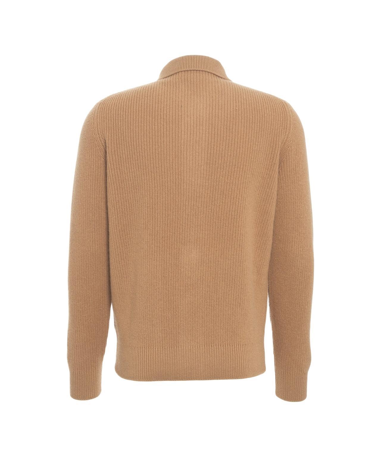 Ribbed knit jacket with collar Product Image