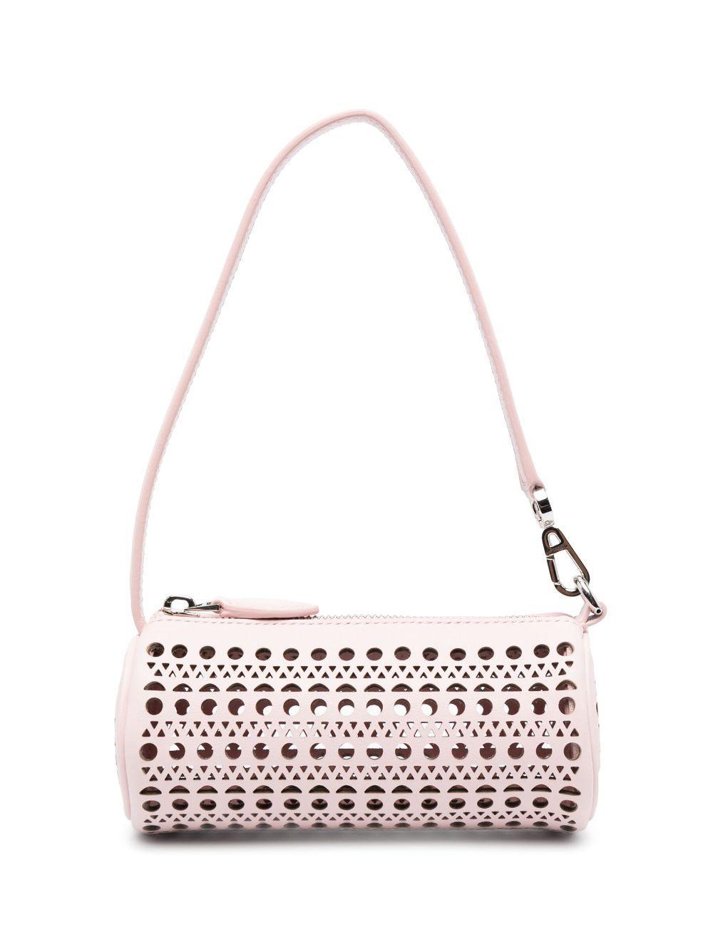 ALAÏA Tube Mini Leather Shoulder Bag In Pink Product Image