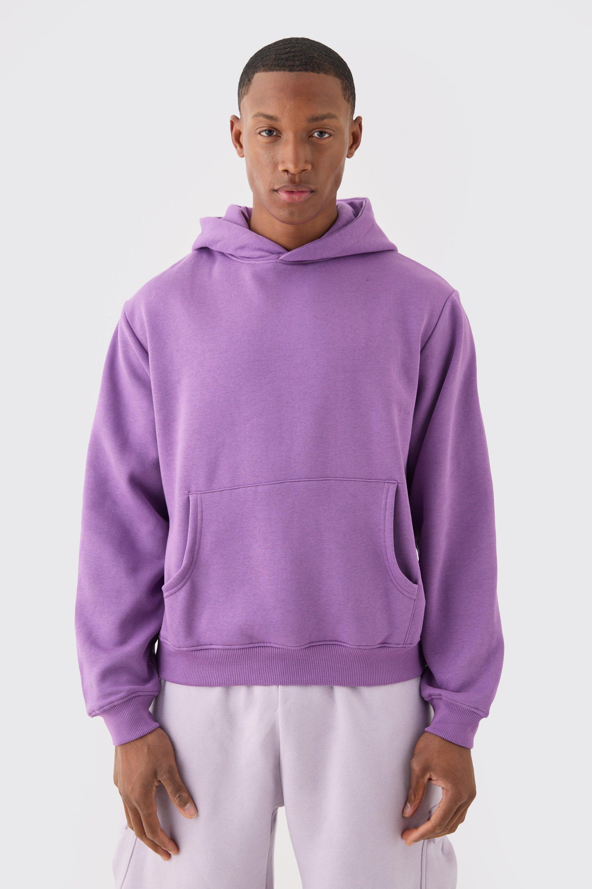 Mens Purple Boxy Over The Head Basic Hoodie, Purple Product Image