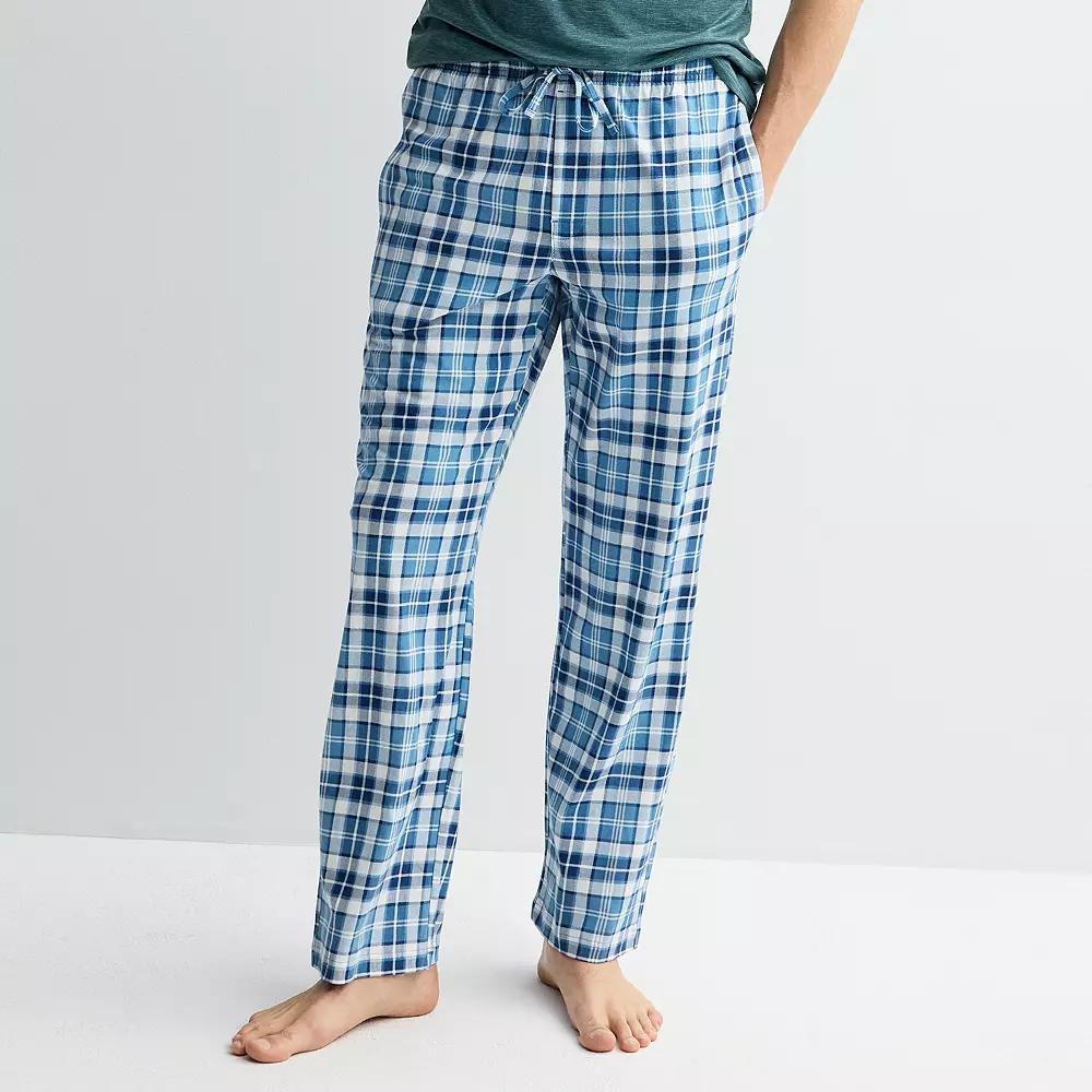 Men's Sonoma Goods For Life® Essential Knit Pajama Pants, Size: XL, White Plaid Blues Product Image