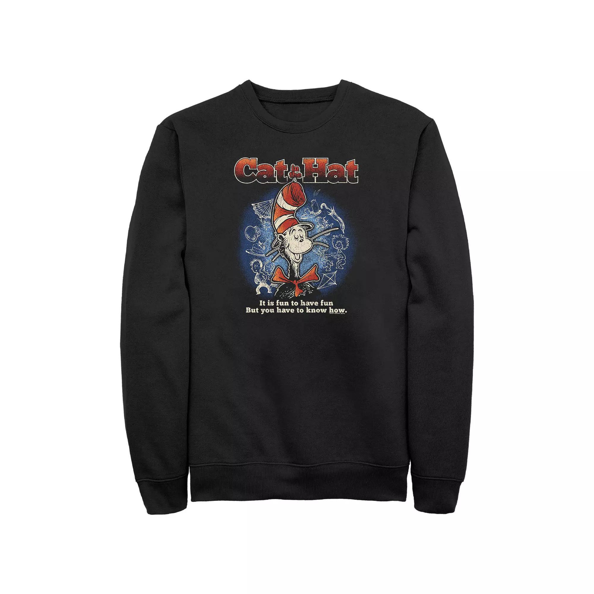 Big & Tall Dr. Seuss The Cat In The Hat It Is Fun To Have Fun Graphic Fleece, Men's, Size: 4XL Tall, Black Product Image