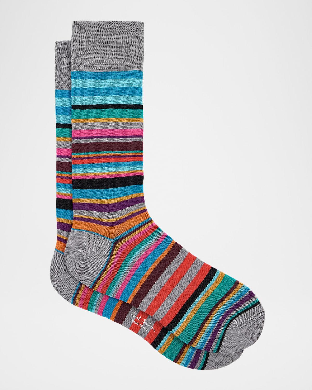 Mens Curtis Stripe Cotton-Stretch Crew Socks Product Image