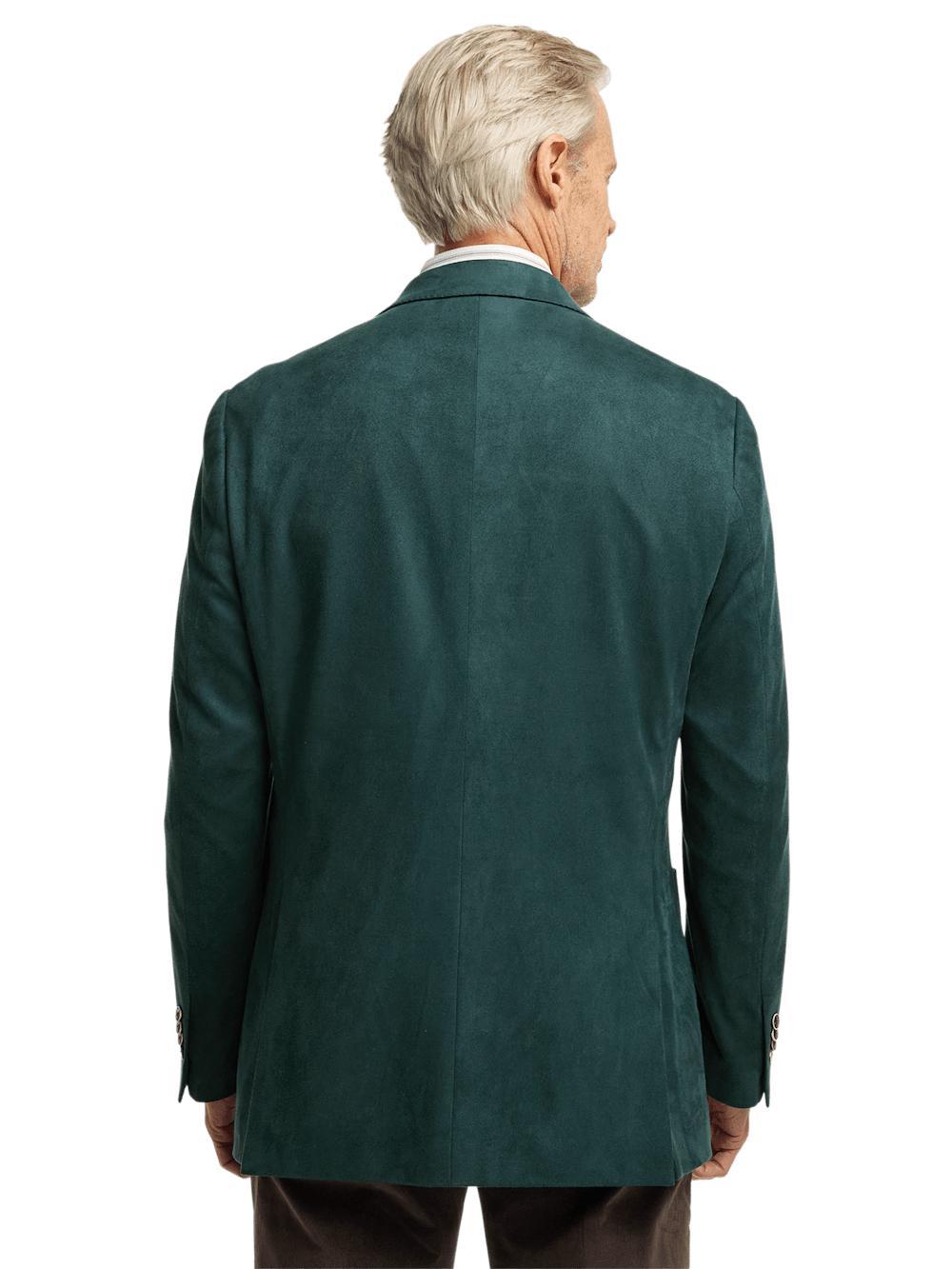 Microsuede Single Breasted Notch Lapel Sport Coat - Dark Green Product Image