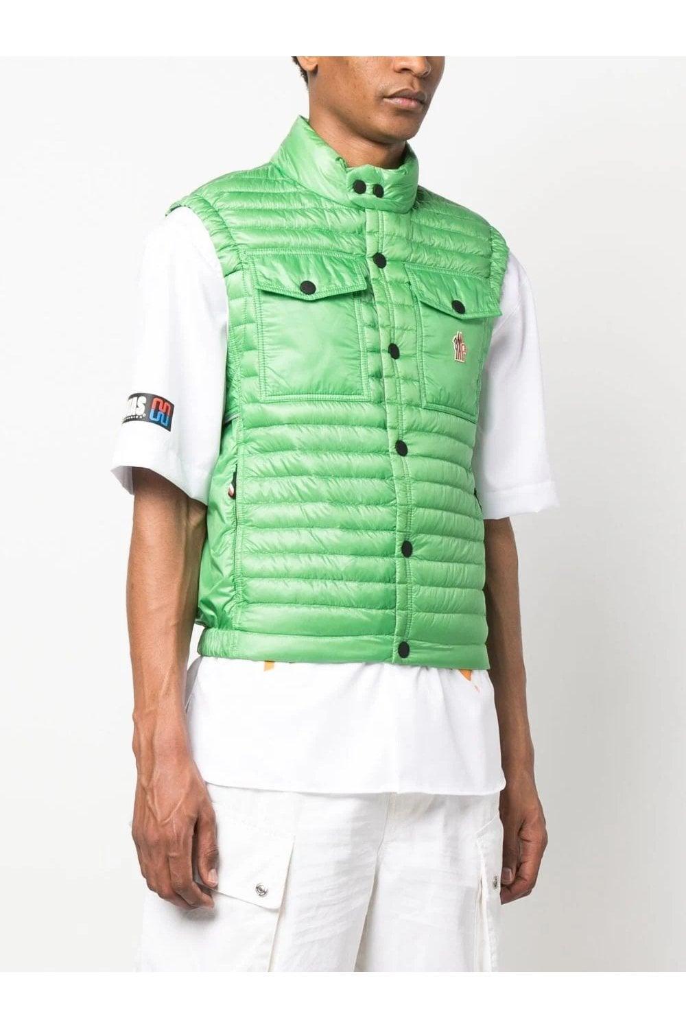 MONCLER Logo-embroidery Buttoned Gilet In Green Product Image