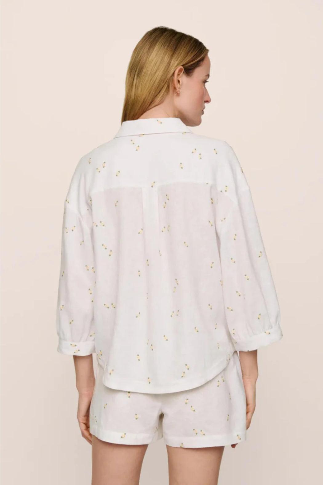 Linen Blend Relaxed Short Summer Daisy Print Product Image