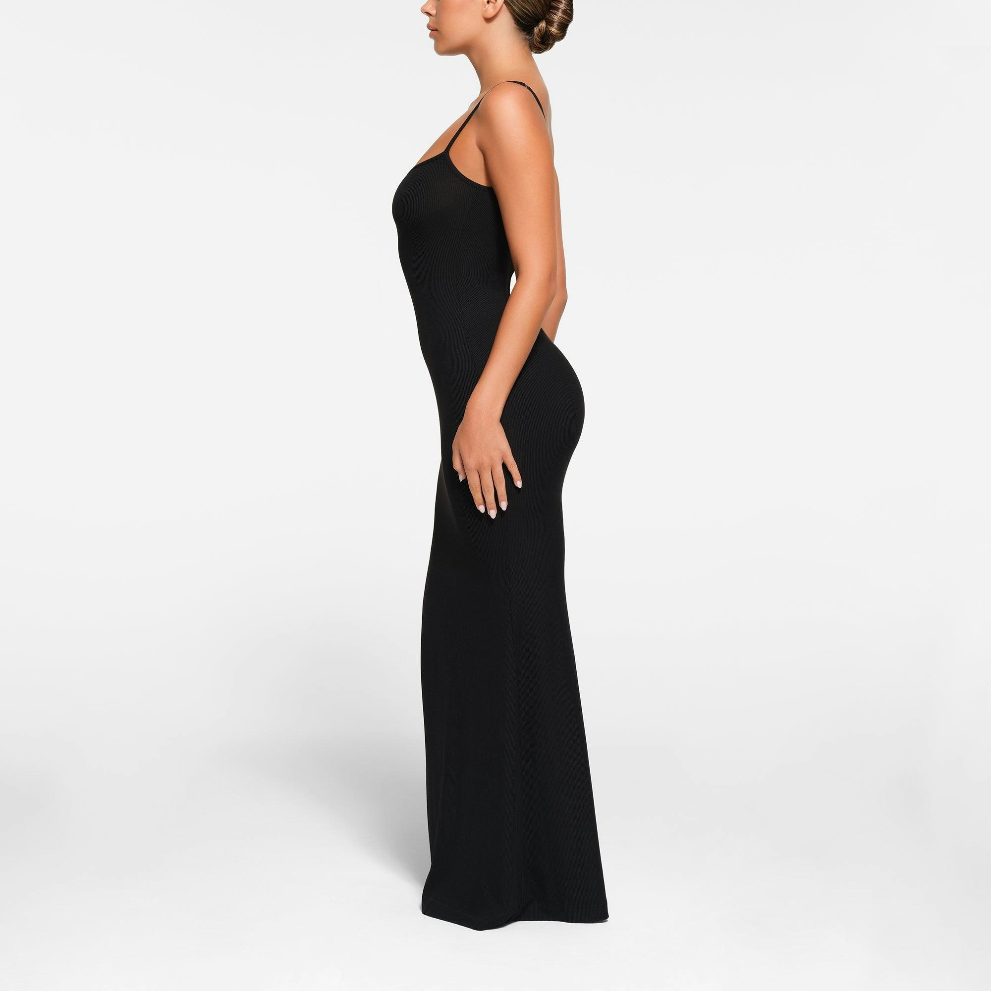 SOFT LOUNGE PETITE LONG SLIP DRESS | ONYX Product Image